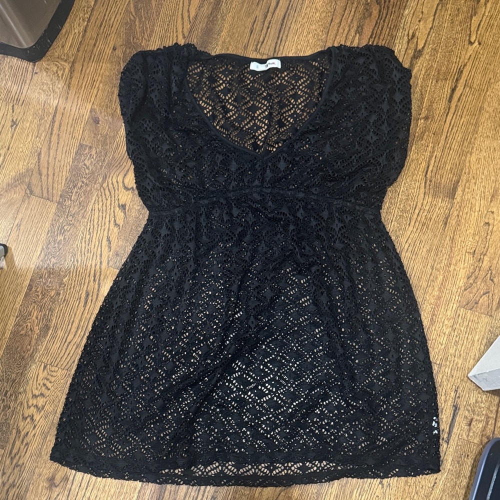 Miken swim Black Mesh Knit cover up XL